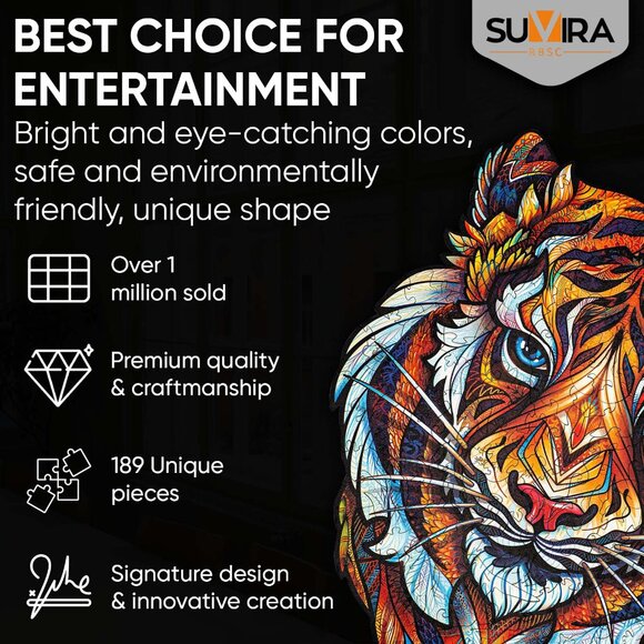 Animal Wooden Puzzle - Engaging, Educational, (Tiger) and Eco-Friendly, - Picture 4 of 9